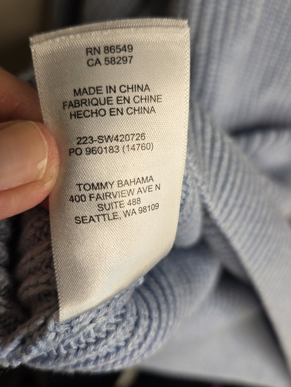 Tommy Bahama Blue Medium Breezy Palm Crew Pullover Square Neck Summer Palm Tree - Picture 5 of 8